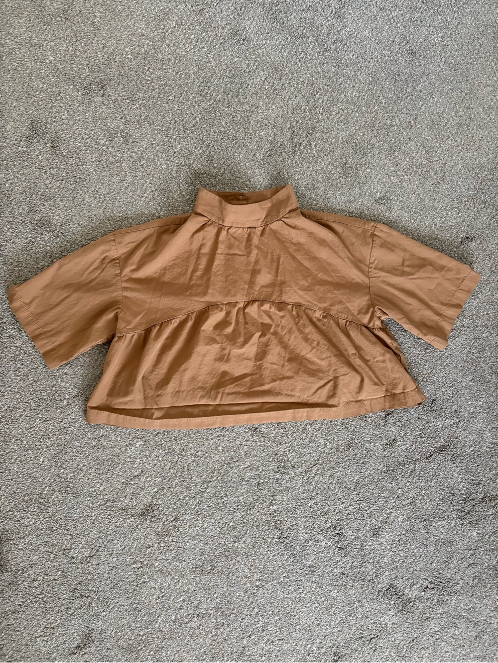 Kids Short-Sleeve Peplum Top in Camel